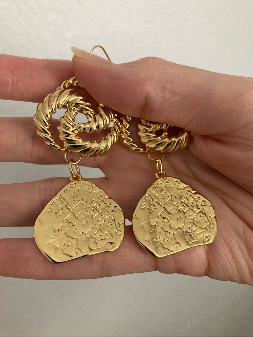 NEW Vanessa Mooney Twisted Gold Earrings Valletta coin medallion jewelry Gold
